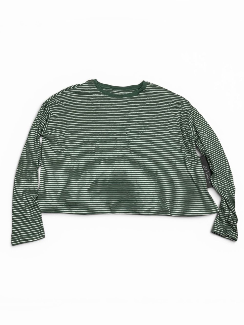 Rachel Zoe Cropped Top Striped Long Sleeve Oversized Boxy Maritime Shirt XS NEW